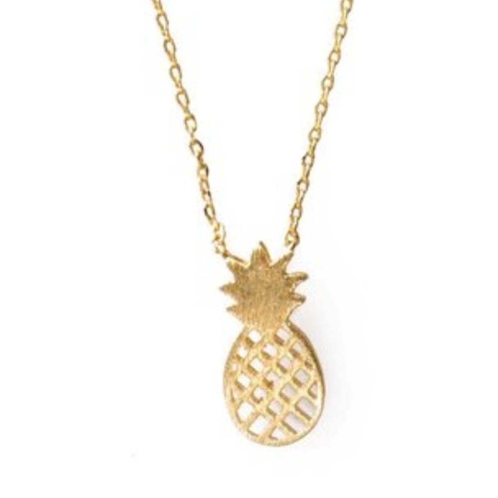 Gold Pineapple Pendant Necklace sterling delicate dainty tarnish resistant.